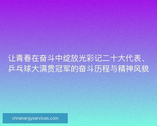 让青春在奋斗中绽放光彩记二十大代表、乒乓球大满贯冠军的奋斗历程与精神风貌